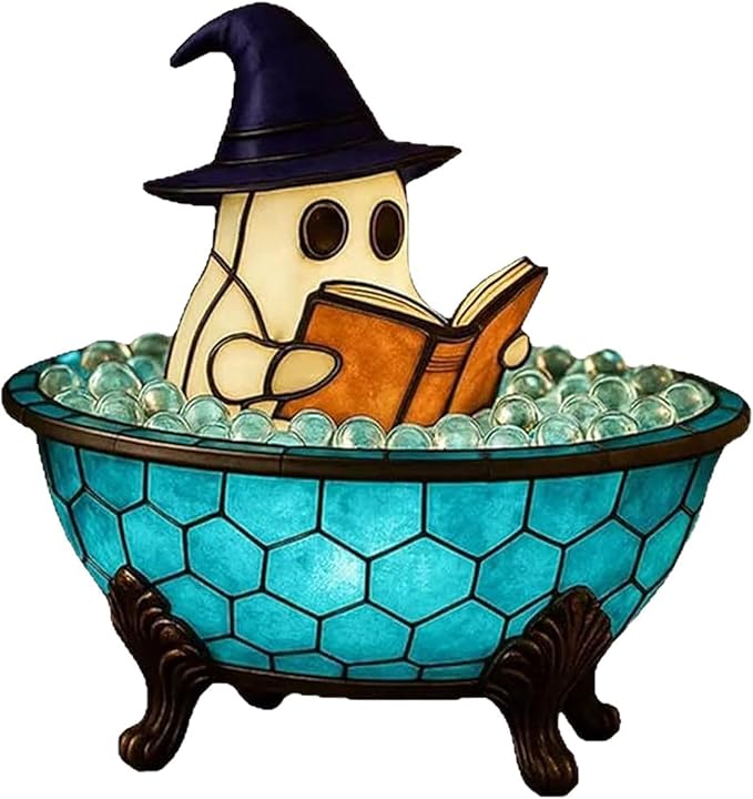 Halloween New Ghost Bubble Bath Lamp, Cute Bathtub Ghost USB Night Lights for Bathroom Halloween Decor, Spooky Season Reading Books Nightlight