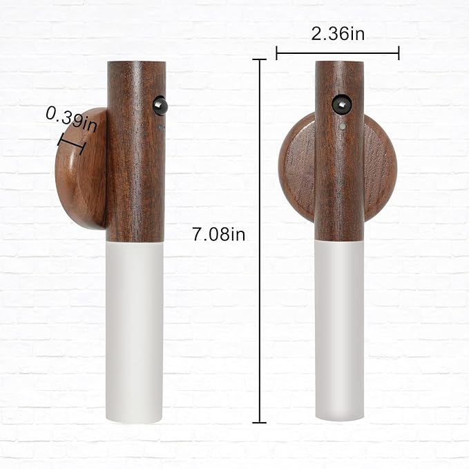 Motion Sensor Night Light, Motion Activated Night Light,Wall Lights Battery Operated,Rechargeable Wall Lights,Suitable for Kids Bathroom，Corridors, Closet ，Stairs, Bedrooms (Walnut Wood 1PC)