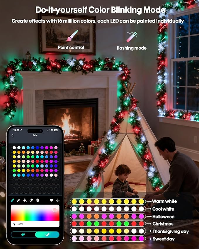 Color Changing Globe String Lights, 33ft Smart Fairy String Lights with APP Control, Mini Ball LED Twinkle Lights Hanging for Indoor Outdoor Bedroom Party Garden Camping Christmas Decoration