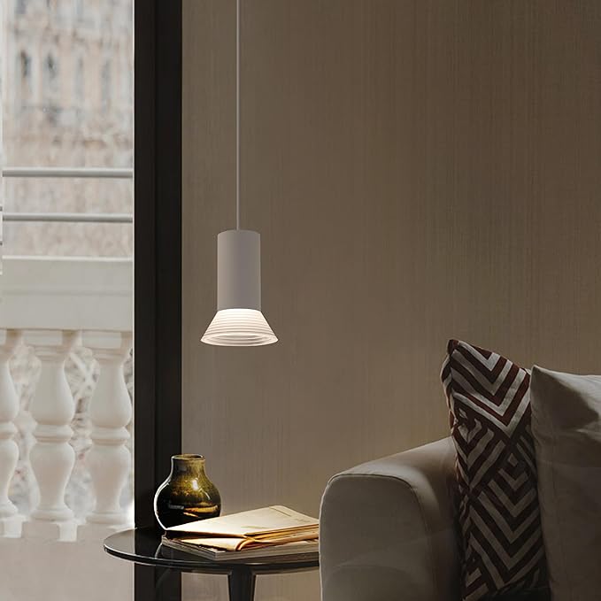 White Pendant Light,Modern Hanging Bedside Lamp,Kitchen Island Pendant Lighting with Acrylic and Aluminum Lampshade,Small Pendant Lamp for Bedroom,Dinning Table,Over Sink,Bar,Height Adjustable,GU10
