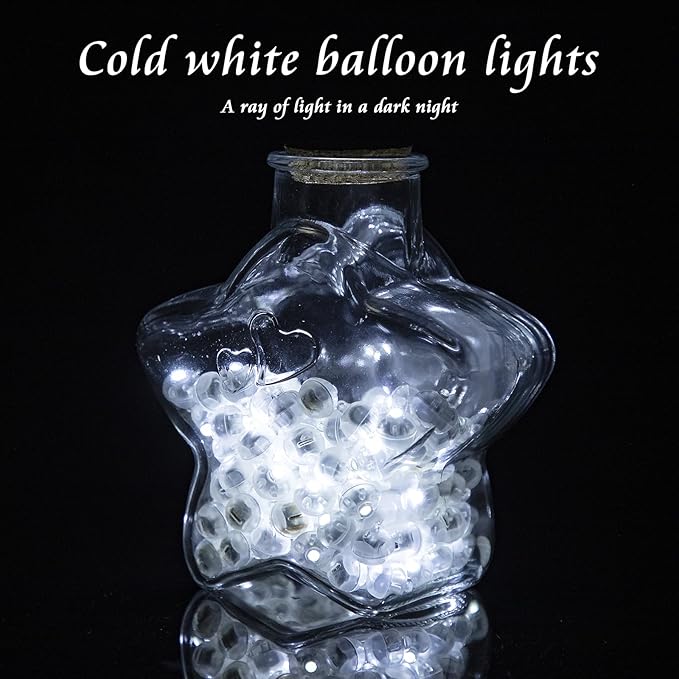 50pcs Balloon Lights Mini Led Lights Round Long Standby Time Ball Lamps Paper Lantern Balloon Lamps for Birthday Party Christmas Halloween Decoration White