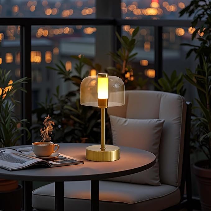 Rechargeable Cordless Table Lamp,Portable Modern LED Night Light,Battery Operated Lamp,3 Color Stepless Dimming Up,for Restaurant/Bedroom/Bars/Outdoor Party/Camping/Coffee Shop