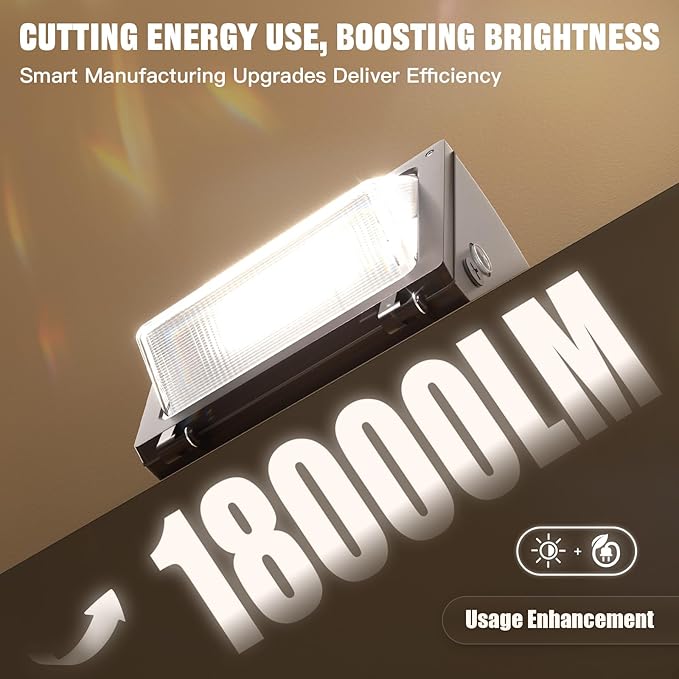 LED Wall Pack Light 120W/96W/72W with Dusk to Dawn Photocell,18000LM 1000W Equiv.,6000K/5000K/4000K Daylight Outdoor Security Lighting,Commercial Wall Mount Lights for Warehouse,Yard - 2Pack