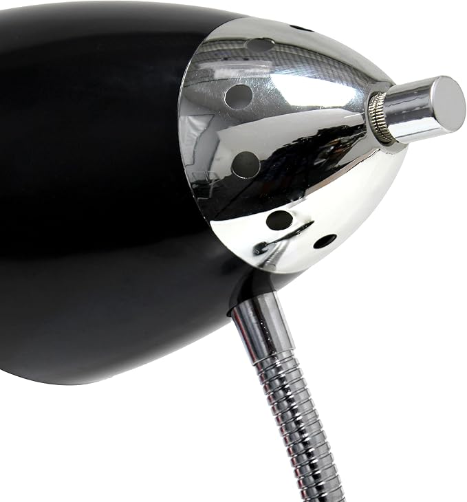 Simple Designs LD2001-BLK-LB 17.5" Flossy Flexible Gooseneck Clip Light Desk Lamp with LED Bulb, Black
