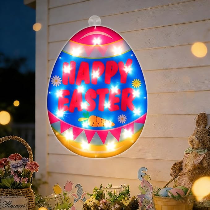 17" 20LED Lighted Easter Egg Decor - UL Certified, Cozy Warm Glow, Window Display & Hanging Decor, Table Accent, Ideal Gift, Neat Gift Box Packed