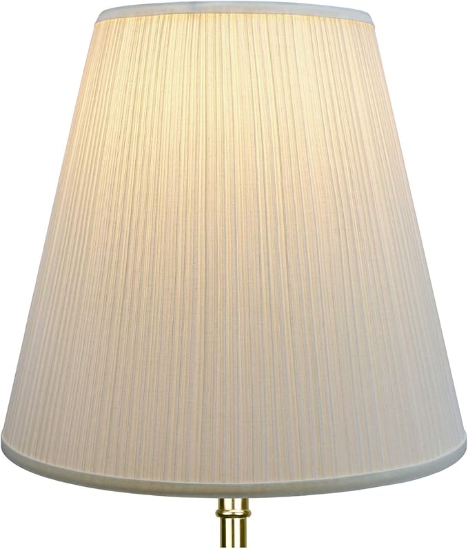 FenchelShades.com Lampshade 9" Top Diameter x 16" Bottom Diameter x 14.25" Slant Height with Washer (Spider) Attachment for Lamps with a Harp (Harp Included) (Pleated White)