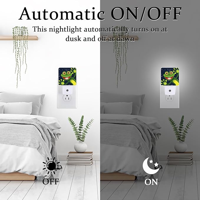 Funny Frog Night Light, Plug-into Wall Nightlight Lamp with Dusk to Dawn Sensor, Led Lamp 0.5W Energy Efficient for Boys Girls Adults Home Decor