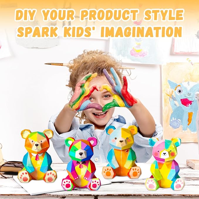 Paint Your Own Bear Lamp Kit, Arts and Crafts for Kids Ages 8-12, Arts and Crafts for Kids 4-6, Bear Gifts for 10 Year Old Girl, Art Supplies for Teens Girls Boys Birthday Ages 3 4 5 6 7 8 9 10 11 12+