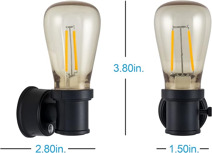 GE Vintage LED Edison Night Light, Plug-in, Dusk to Dawn Sensor, Farmhouse Decor, Mood Lighting, Home Decor, Ambient Lighting, LED Lights for Bedroom, Bathroom, Kitchen, Hallway, Black, 1 Pack, 64346