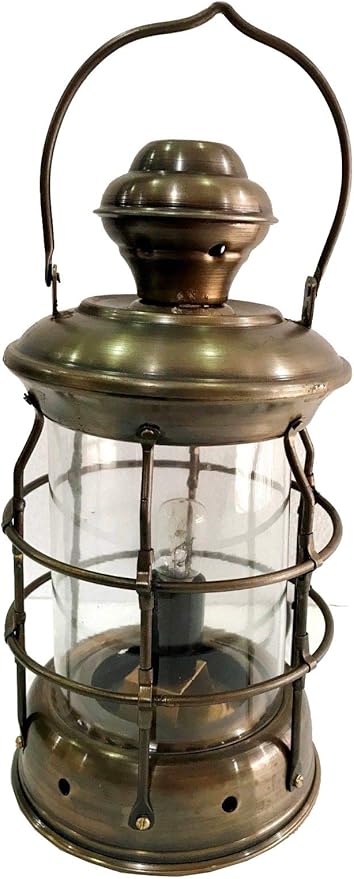Antique Brass Lantern Electric Lamp Decorative Hanging Lantern Marine Ship Lamp Decor