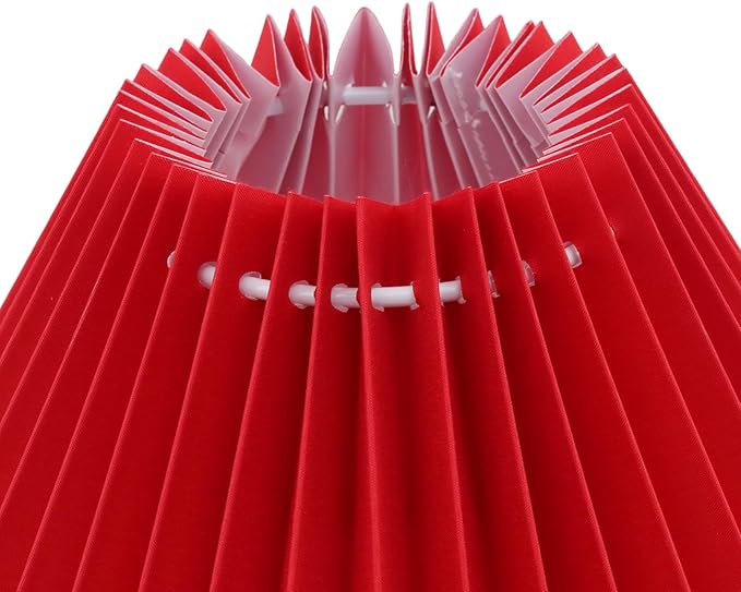 KUMGROT E28 Small Pleated Lamp Shade Scalloped Lamps Shade Lamp Replacement Cute Lamps Bedroom Living Room Home Office Decoration Red