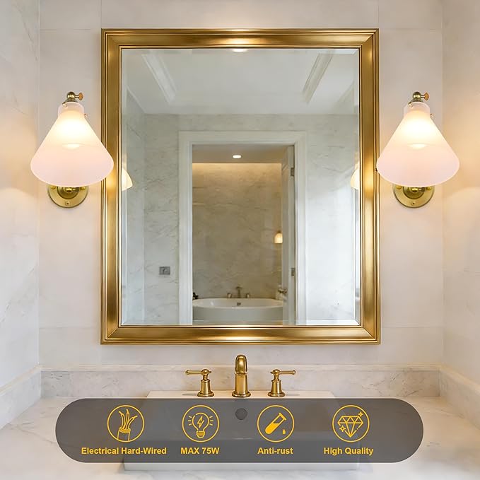 Industrial Vintage Slope Pole Wall Mount Single Sconce with Funnel Flared Clear Glass Shade, Swing Arm Wall Sconce Light Lamp Fixture Hardwired