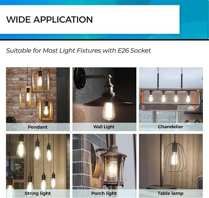 Hizashi Vintage LED Edison Bulb Dimmable, 6W Equivalent 60W, 4000k Neutral White, E26 Base Led Light Bulbs, 700LM, High CRI 95+ Eye Protection, Clear Glass, Pack of 12