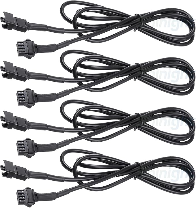 SHINIGHT 4 PCS 47 inch Extension Cords for Use with 5050 LED SMD RGB NEON Accent Kits for LED Motorcycle ATV Car Light Multi-Color Neon Strip