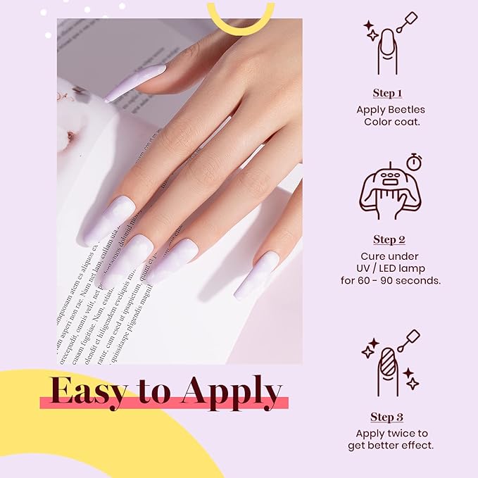 beetles Light Purple Gel Polish - 15ml Lilac Purple Violet Mauve Color Nail Gel Soak Off Uv LED Nail Lamp Gel Polish Spring Colors Nail Art Manicure Salon DIY Home Solid Color Gel
