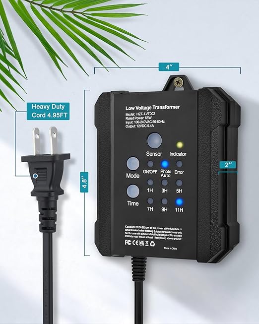 SMY Lighting 65W Outdoor Low Voltage Transformer with Timer and Photocell Sensor,120V AC to 12V DC Weatherproof for LED Landscape Lighting,Deck Lights,Spotlight, Pathway Light,ETL Listed
