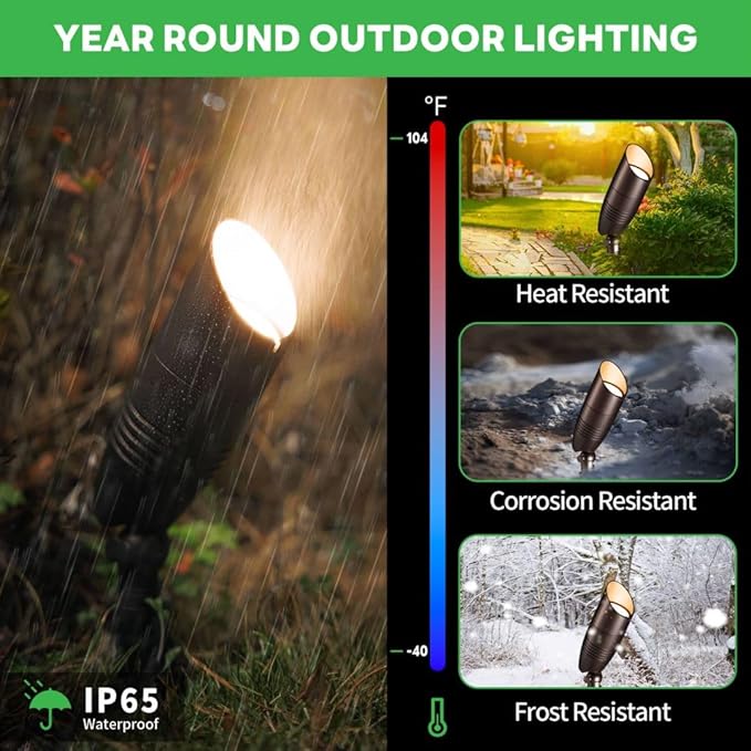 3CCT LED Spotlight, 3000K/4000K/5000K Selectable Low Voltage Landscape Lights, IP65 Waterproof ORB Aluminum, Perfect for Outside Backyard Fence Patio 8 Pack