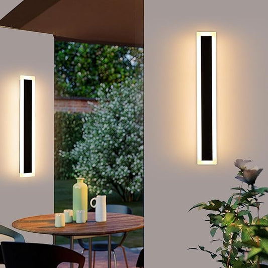 Mikeru Upgraded Widened 2pack 23.6inch Outdoor Wall Light Fixtures, 3000k Exterior Lighting Fixtures Ip65 Waterproof Rust Long LED Wall Light Hardwire Wall Mount Porch Lights (Width: 5.5inch)