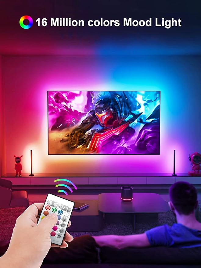 TV LED Backlight, 23ft LED Lights for 70-100 Inch TVs, RGB TV Backlight Behind with Remote, Music Sync Bluetooth APP Control Strip Lights USB Powered for Bedroom, Gaming Room, Home Décor