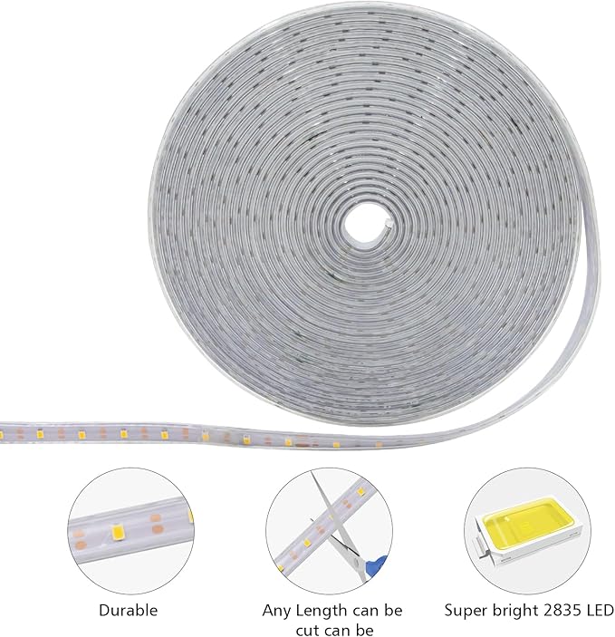 Solar Strip Lights Outdoor, 33Ft 640 LED Waterproof Strip Lights with Remote Timer Dimmable Outside Strip Light for Garden Yard Party Decor (No Adhesive)