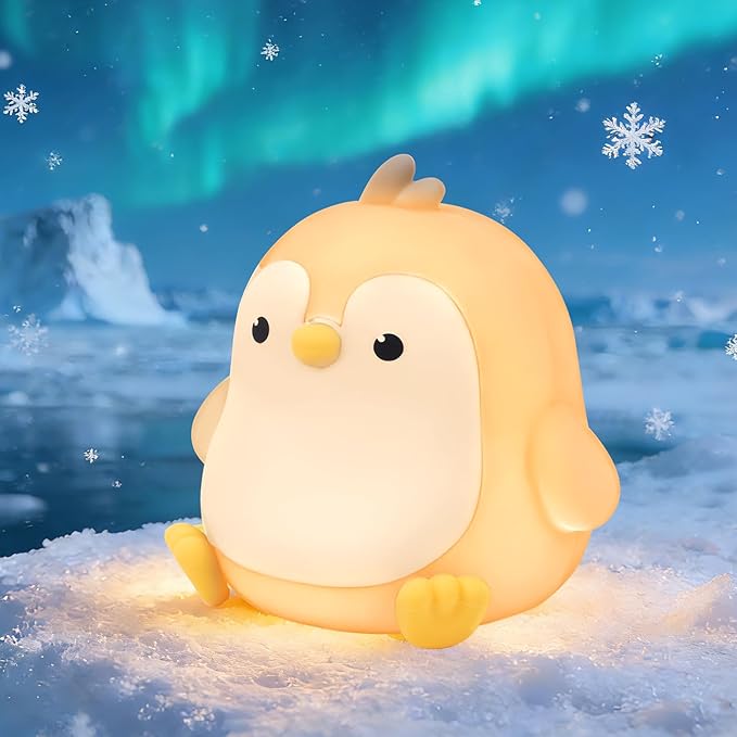 Squishy Penguin Night Light with RGB Mode Cute Chubby Penguin Light 3 Brightness Adjustable Nursery Breastfeeding Nightlight Rechargeable Silicone Touch Bedside Animal Lamp for Bedroom Dorm Decor