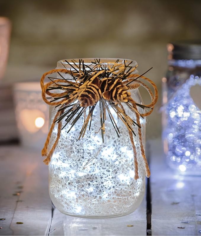 ITART Micro LED String Lights Battery Powered Set of 8 Cool White Mini Fairy Light 20 LED 6ft Ultra Thin Silver Wire Rope Lights for Craft DIY Costume Centerpieces Display