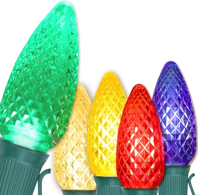 C9 LED Christmas Light Bulbs, Shatterproof & Waterproof C9 LED Replacement Bulb, Color Holiday Decor Bulbs for Indoor & Outdoor Use, E17 Base (Multicolor 50Pack)