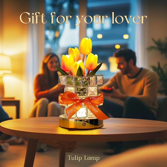 Gifts for Women – Tulip Flower LED Table Lamp, Cordless Touch Night Light, 3 Color Dimmable, Birthday Mother’s Day Valentine’s Christmas Gift for Mom, Wife, Girlfriend