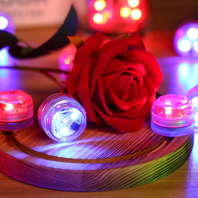 HL Small Submersible Led Lights with Remote,Mini LED Light,Waterproof Tea Light,Underwater Lights,Flameless Candles,Suitable for Vases, Fish Tanks, Hot Tubs, Parties,Wedding,Halloween Decorations