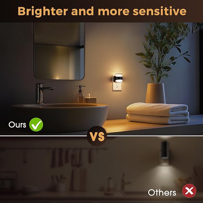 L LOHAS LED Night Light, Modern Night Lights Plug into Wall, 3000K/4000k/5000K Adjustable Color Temperature Night Light,Dimmable Nightlights with Dusk to Dawn Sensor for Rooms Bathroom Hallway