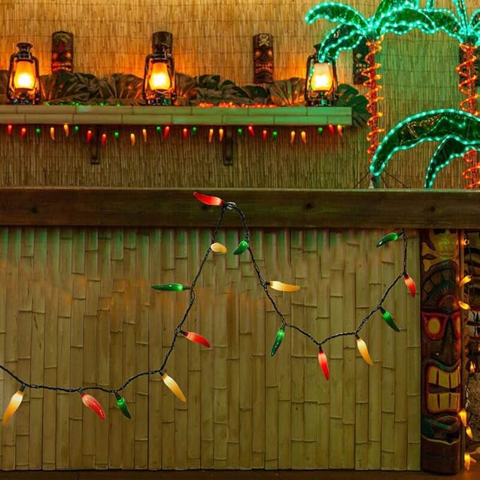 Multi-Colored Chili Pepper Halloween String Lights,13.6FT Chili Pepper Cluster Lights with 35 Chili Pepper Bulbs for Outdoor/Indoor Kitchen Garden Patio Christmas Decor