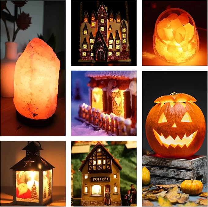 4 Accessory Cord with 4 Led Light Bulb 6 Ft White Cord with On/Off Switch Plugs E12 Candelabra LED Light Bulbs and Clips for Halloween Christmas Decorations Craft Village House Decoration