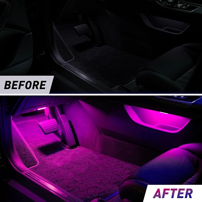 Wireless Car Led Interior Lights 4PCS, 7 Colors Car Ambient Lights Touch Sensor, Magnetic Back & Upgraded Battery, Rechargeable Led Anti-Collision Strobe Lights for Motorcycle, Drones, Bikes,Home