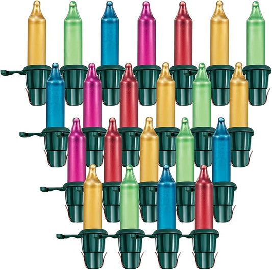 Mudder 60 Count Christmas Tree Replacement Light Bulbs 2.5v 0.425 Watt Replacement Bulb Mini Incandescent Wire String Lights Decoration for Prelit Xmas Tree(Green Base with Pastel Color Bulb)