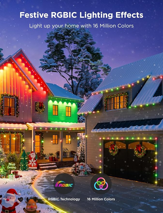 Govee Outdoor LED Strip Lights, 45 RGBIC LED Lights 100FT String Lights with 65 Scene Modes, Halloween Decoration Work with Alexa, Google, APP Control, IP65 Waterproof