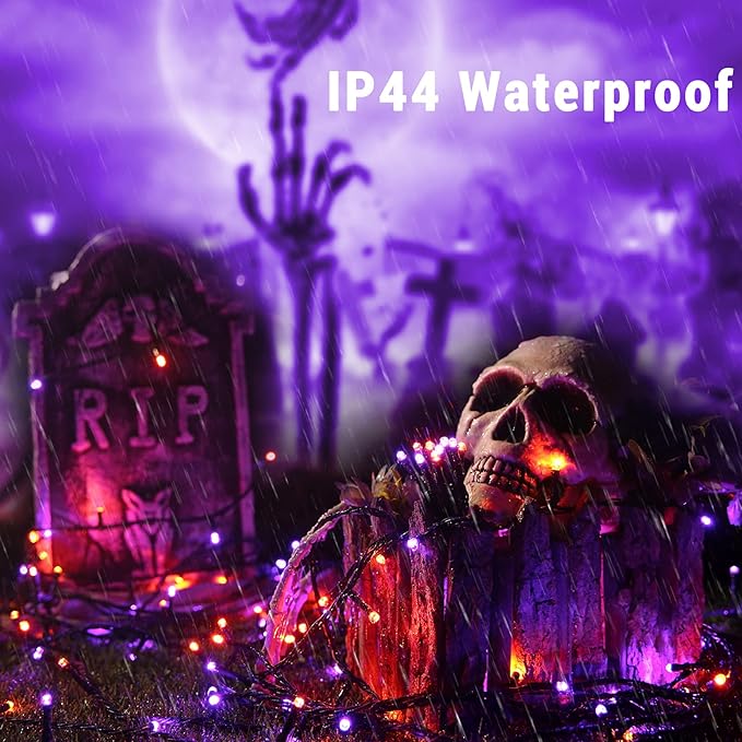 Brizled Purple & Orange Halloween Lights, 95.14ft 240 LED Halloween String Lights Connectable with Timer, 8 Modes Outdoor Orange Light, Plugin Mini Light Waterproof for Outside Spooky Decoration
