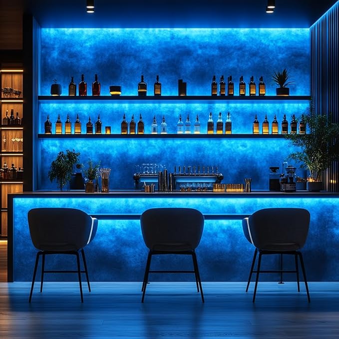 ICE Blue LED Strip Lights 320 LEDs High Brightness Indoor Use Short LED Strip Light Narrow USB Thin Flexible 5V COB Rope Light for DIY Display Cabinet Back Light TV Lights (3.28FT/1M)