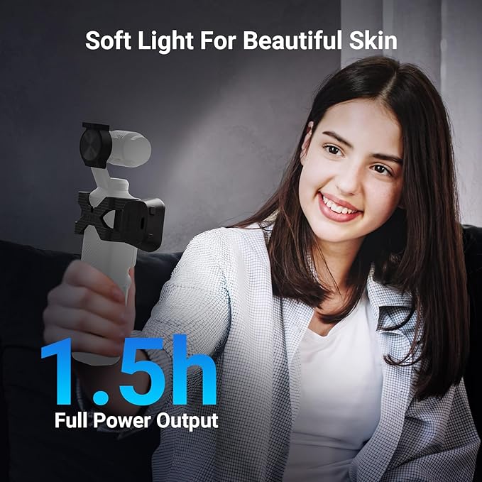 NEEWER BASICS Magnetic Auxiliary Light Compatible with DJI OSMO Pocket 3 Camera Creator Combo, 1.3W Rechargeable Plastic Mini LED Fill Light Attachment w Upgraded Mounts for Video Recording, M21 Black