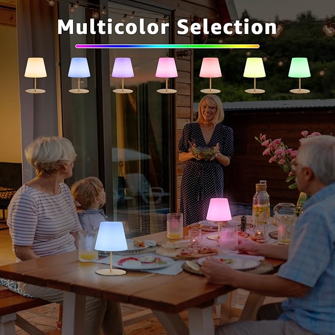 uuffoo 2 Pcs Shower Lamp Rechargeable Table Lamp, Cordless Desk Lamps Bathroom Lamp Touch Warm White and RGB IP44 Shower-Safe, USB-C Cable, Easily Portable for Bedroom Bathroom Balcony Patio (Gold)