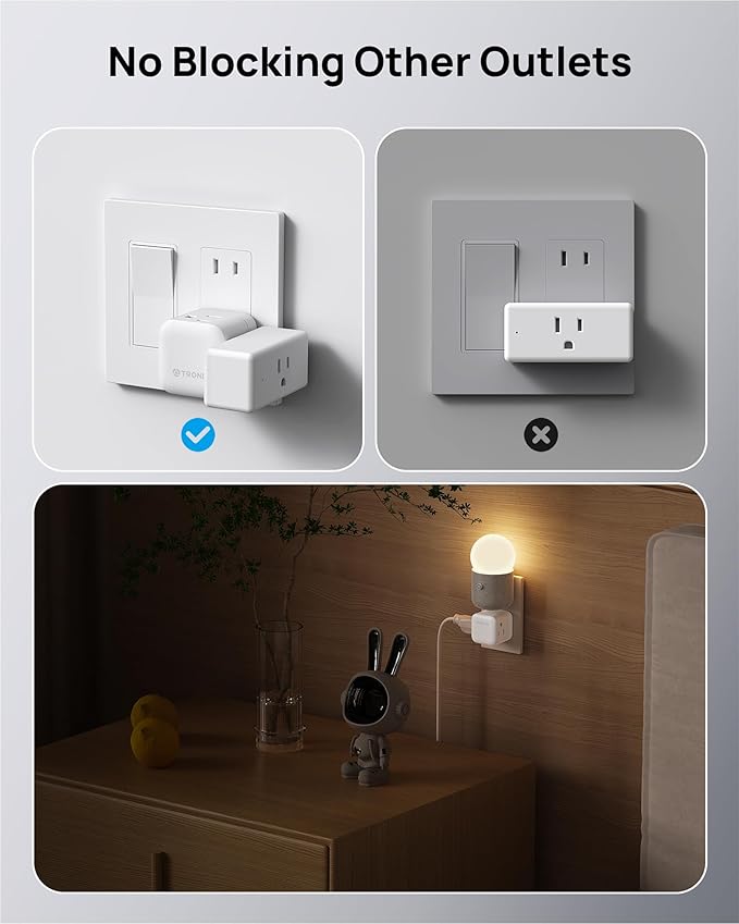 TROND 2 to 3 Prong Outlet Splitter 2 Pack, 3 Way Plug Extender with 360 Rotating Plug, US to Japan Power Adapter for Travel, 3 Prong Adapter for Non-grounded Outlet in Old House