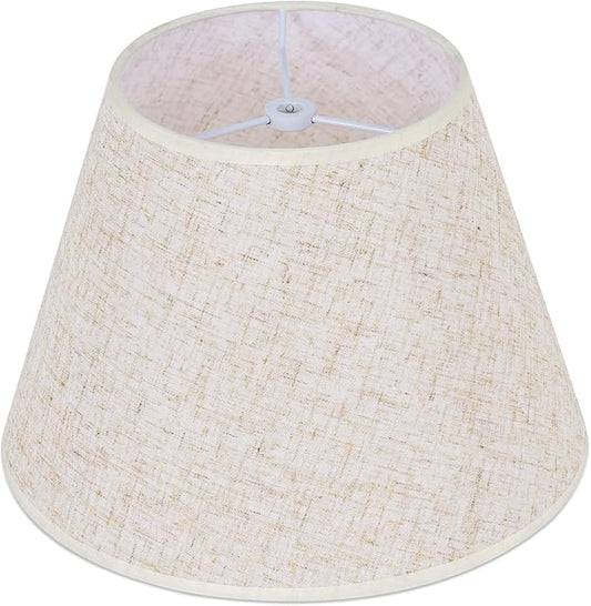 Beige Linen Barrel Lamp Shade for Table Lamps,6" Top x 10" Bottom x 7" High Small Lamp Shade,Beige Modern Fabric Lampshade,Replaceable Spider Fitter Home Decor Shade