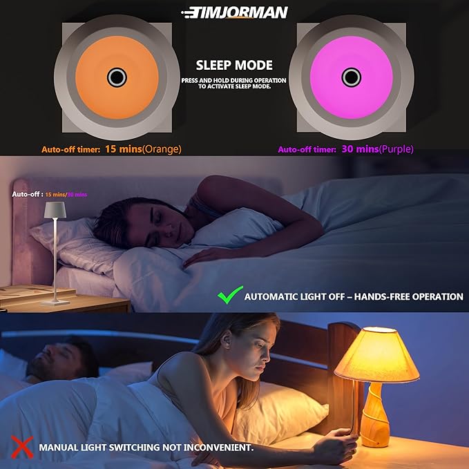 Compact Cordless Table Lamp, Rechargeable LED Night Light, Dual Light Source (RGB Top & Warm Bottom), Touch Control & Timer, Metal Lamp for Bedroom & Kids Room (Greige 1PACK)