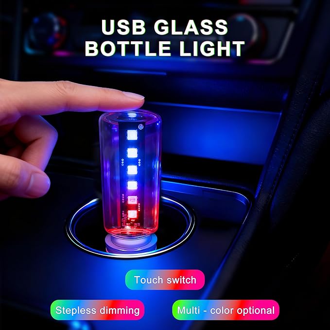13-in-1 Car USB Night Light - Touch Dimmable LED Filament Lamp with 13 Modes & 7 Colors, USB Interior Lights for Car, Truck, Party, Camping, Holiday, Bedroom, Desktop（2Pcs）