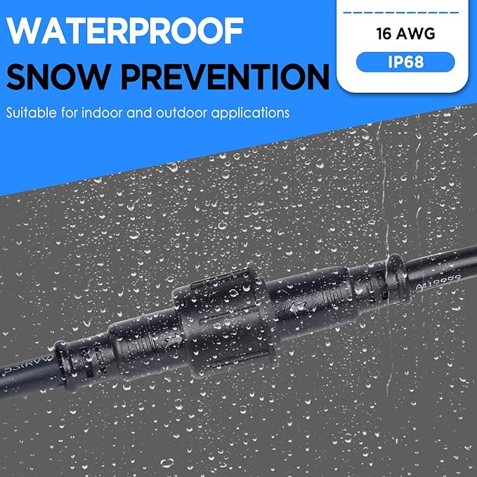 MAD OWL 4 Pin Waterproof LED Wire Connector, 16 AWG 196.8 inch/5M IP68 Male and Female Heads Extension Cable for Indoor and Outdoor LED Strip Light(1 Strip Black)