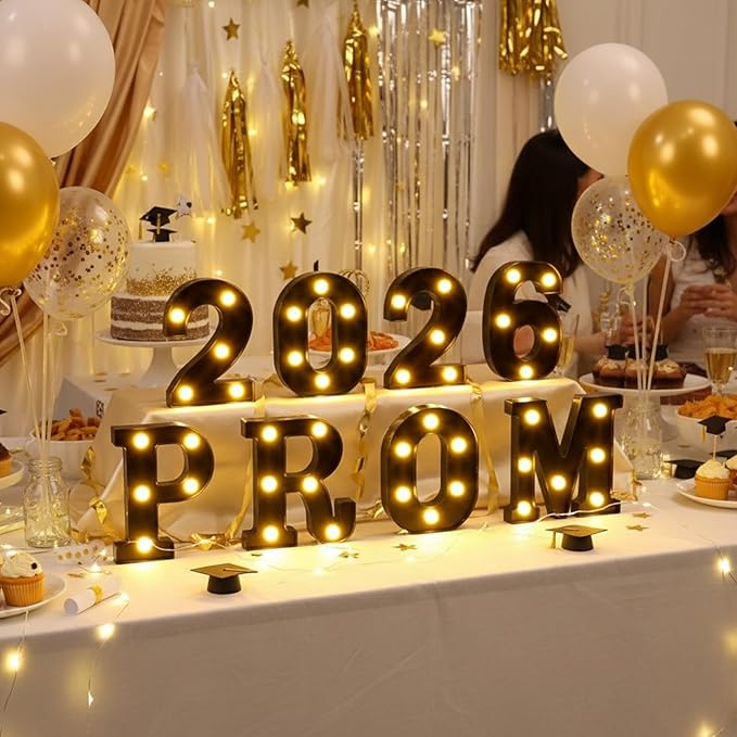 8 Pcs Graduation Decorations 2026 Prom LED Light Letters Sign Class of 2026 Ornaments for Senior High School College Table Wall Centerpieces Decor Party Supplies