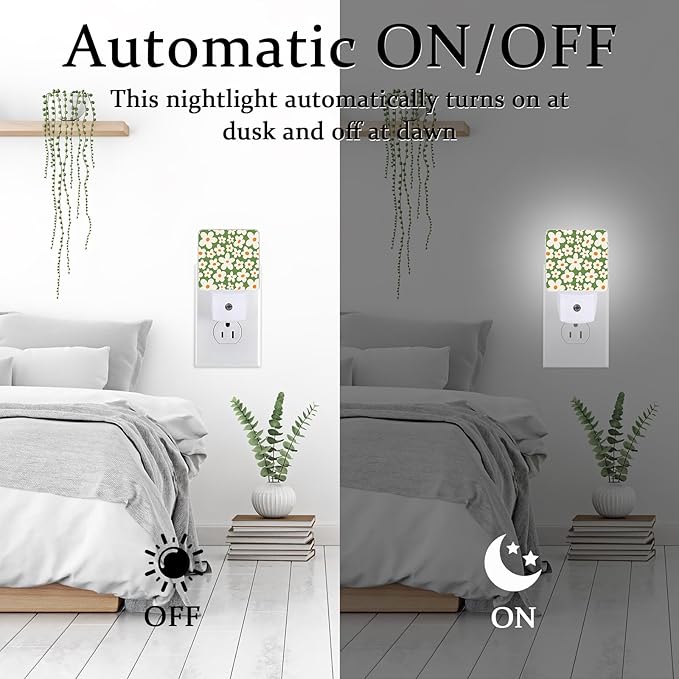 Retro 70's Goovy Flowers Night Light, Plug-into Wall Retro Daisy Flower Nightlight Lamp with Dusk to Dawn Sensor, Led Lamp 0.5W Energy Efficient for Boys Girls Adults Home Decor