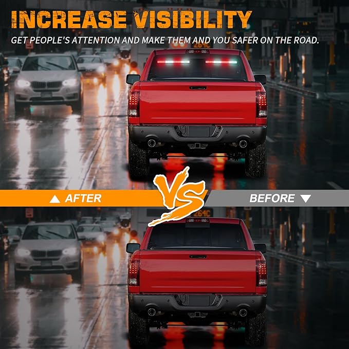 XRIDONSEN 2 in 1 Red White Traffic Advisor Light Bar 2x17.7 inch 144 LED Warning Safety Strobe Interior Front Windshield Rear Window Emergency Volunteer Firefighter Lights for Vehicles POV Fire Trucks