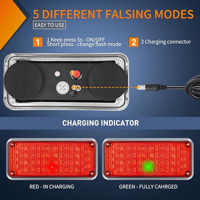 Nilight 2PCS 42LED Red Wireless Magnetic Strobe Lights Portable Warning Hazard Light Surface Mount Waterproof 5 Patterns for 12V 24V Cars Trucks Van Off Road Vehicles ATV