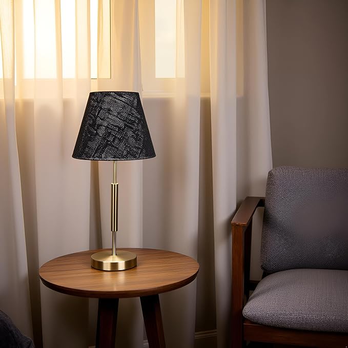Aspen Creative 56019, Empire Uno Lamp Shade in Black, 5" Top x 9" Bottom x 7" Slant Height, Slip UNO 33mm