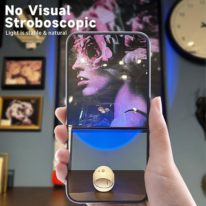 Sunset Lamp Projector, 11 Colors Changing Motion Activated Sensor RGB Lights with Button Switch Control, USB Recharging & Battery Power 350° Rotation Night Light, Led Lights for Bedroom Decor (White)